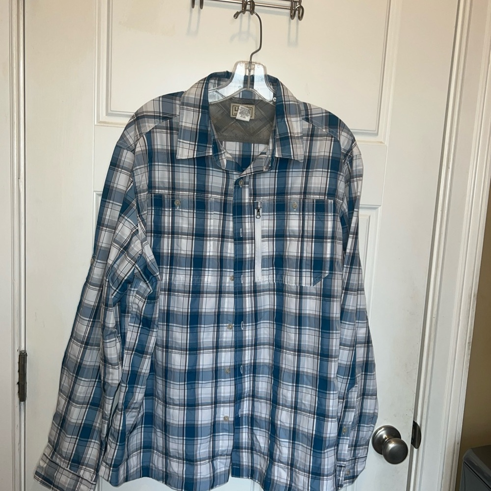 L.L. Bean Blue and White Plaid Button-Down Shirt